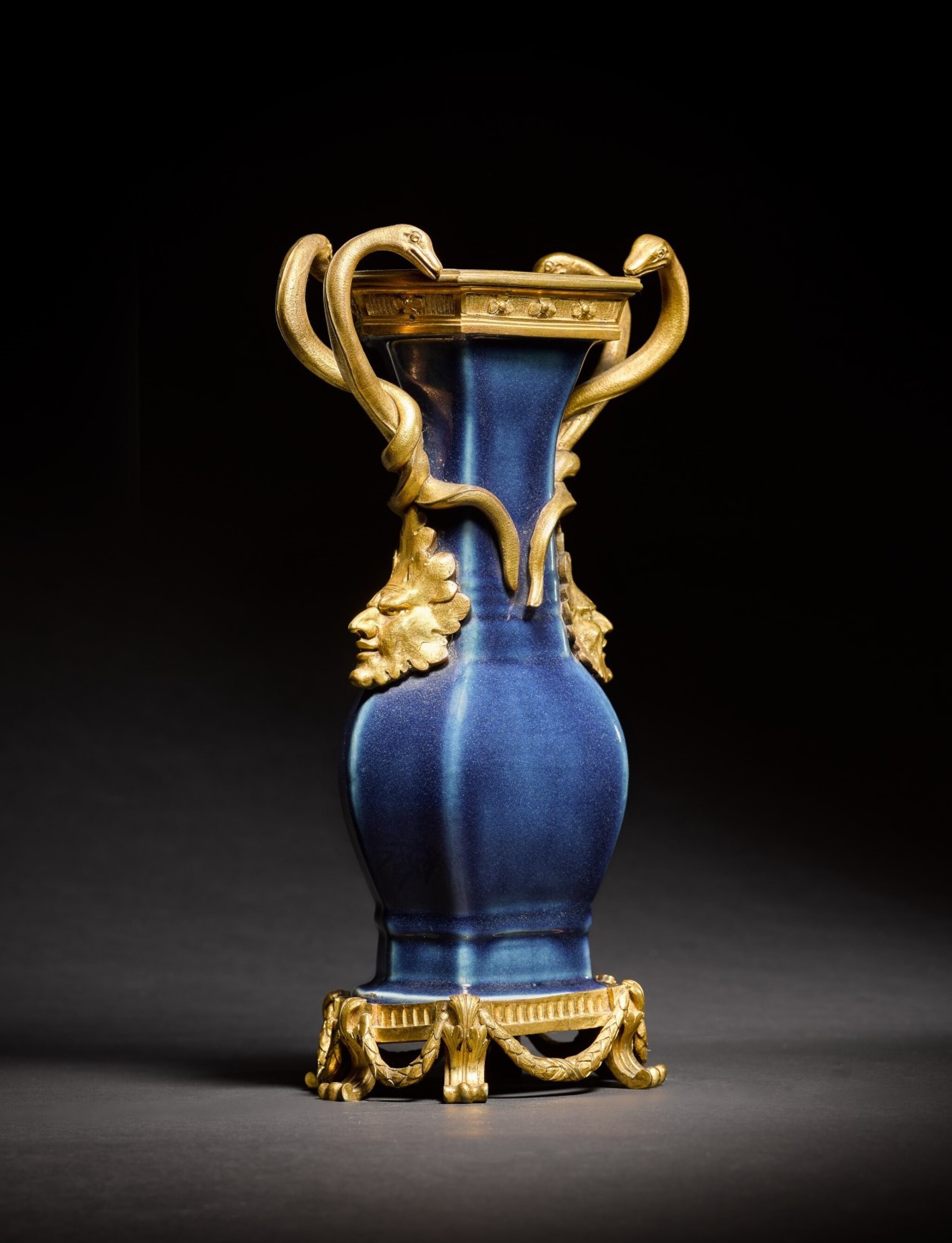 A Louis Xv Gilt Bronze Mounted Chinese Blue Porcelain Vase The Porcelain Qianlong The Mounts Circa