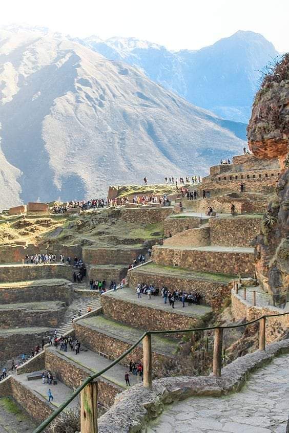 Antigo Sistema Aqueduto Ollantaytambo Peru Imagem de Stock