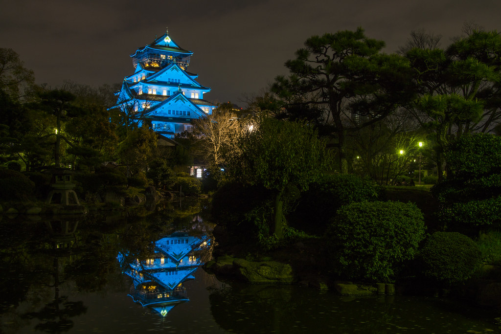 Osaka Castle At Night