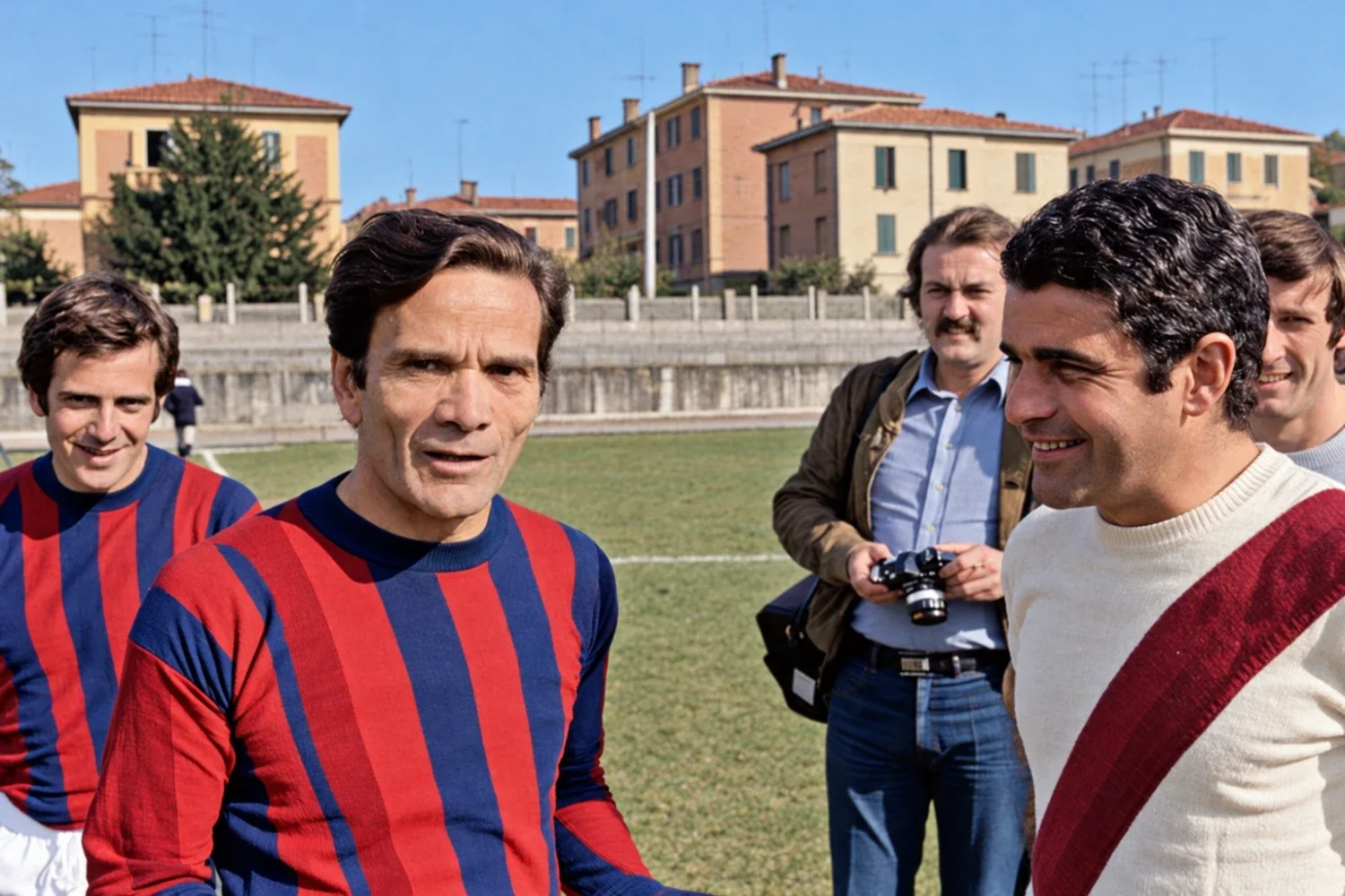Pier Paolo Pasolini director of Salò, or the 120 days of Sodom, and Bernardo Bertolucci, director of 1900 (Novecento)