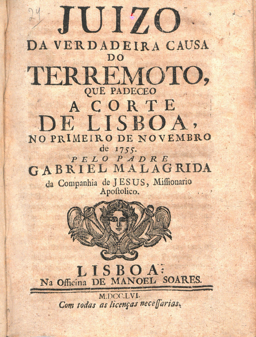 Titelblatt des Juízo da verdadeira causa do terramoto, von Malagrida