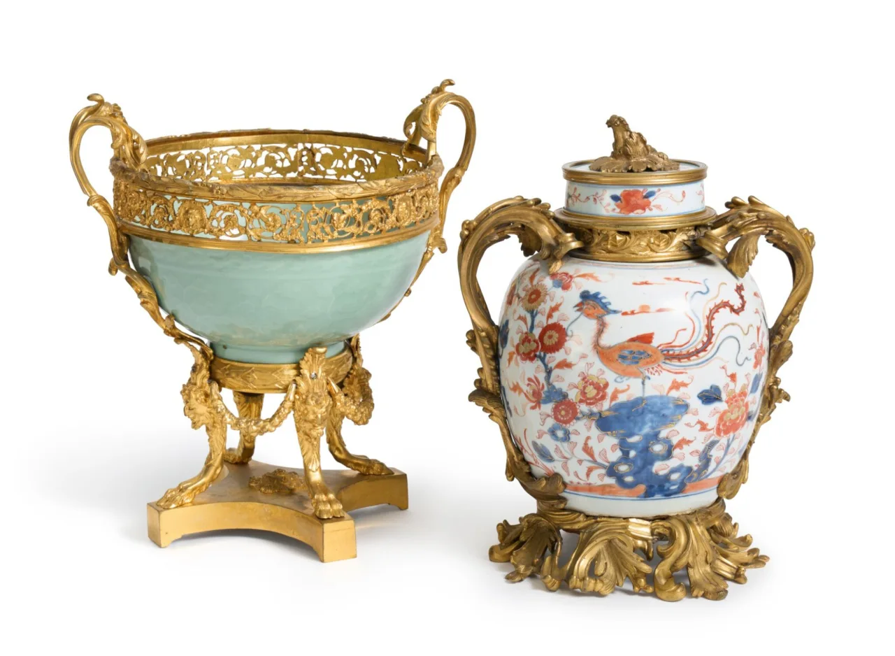 18Th Century Two Gilt Bronze Mounted Chinese Porcelain Pieces