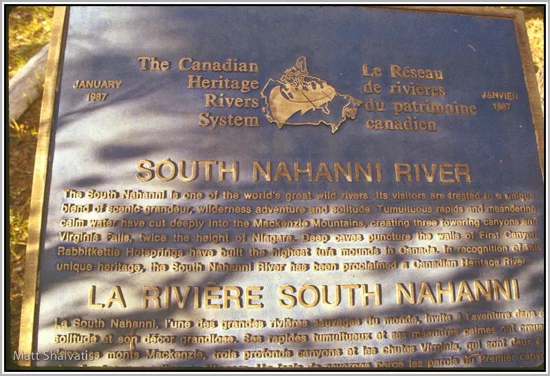 Nahanni National Park Commemorative Plaque