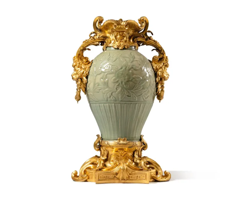 A Gilt Bronze Mounted Chinese Celadon Porcelain Vase The Porcelain Ming Dynasty