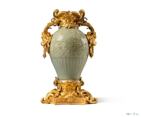 A gilt bronze mounted Chinese celadon porcelain vase the porcelain Ming dynasty.jpeg