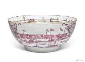 An Important Chinese Export Topographical Hong and Copenhagen Punch Bowl Qing Dynasty Circa  .jpeg