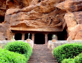 Badami Cave Temples in front