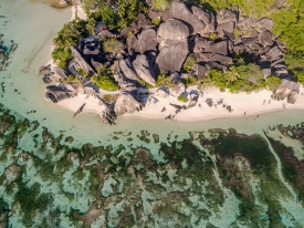 Beach Anse Source d Argent aerial La Digue Seychelles