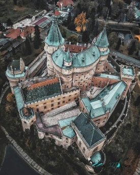 Bojnice Castle aerial view