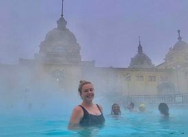 Chelsea smith photo in Szechenyi Thermal Bath Budapest