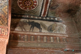 Lalibela, chiesa di bete maryam interno affreschi forse del xiii