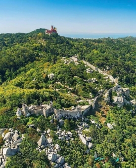 The Castle of Moors and Palace of Pena in Sintra Portugal