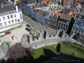 View from the top of the Gravensteen castle in Ghent Belgium