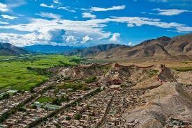 View of Old Gyantse and Palcho Monastery from Gyantse Dzong