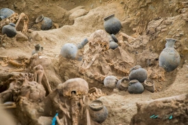 uncovered remains of  people in ancient city of Chan Chan